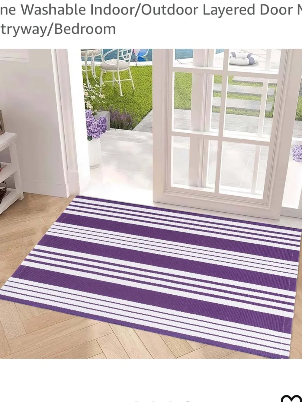 Purple and White Striped Indoor/Outdoor Rug